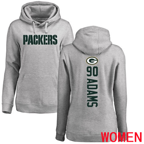 Green Bay Packers Ash Women #90 Adams Montravius Backer Nike NFL Pullover Hoodie Sweatshirts